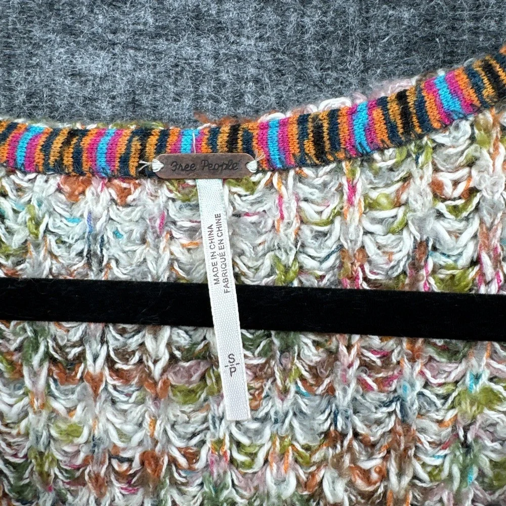 Free‎ People Sweater Womens Small Multicolor V Neck Knit Pullover Long Sleeve